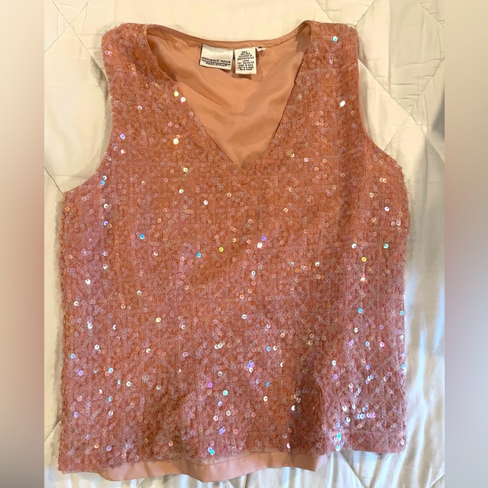 Pale pink Sequence Newport News sleeveless crock top style top Size 4